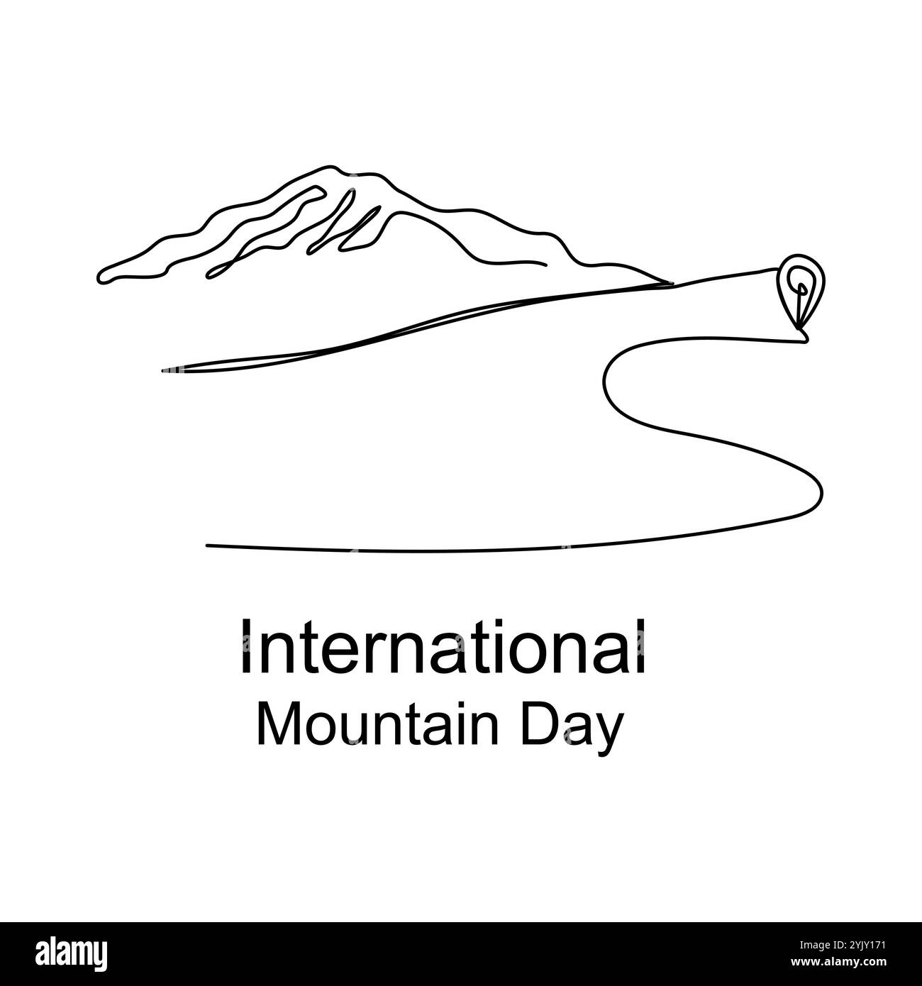International Mountaineering Day abstract Continuous single line art Drawing sketch logo Illustrazione Vettoriale