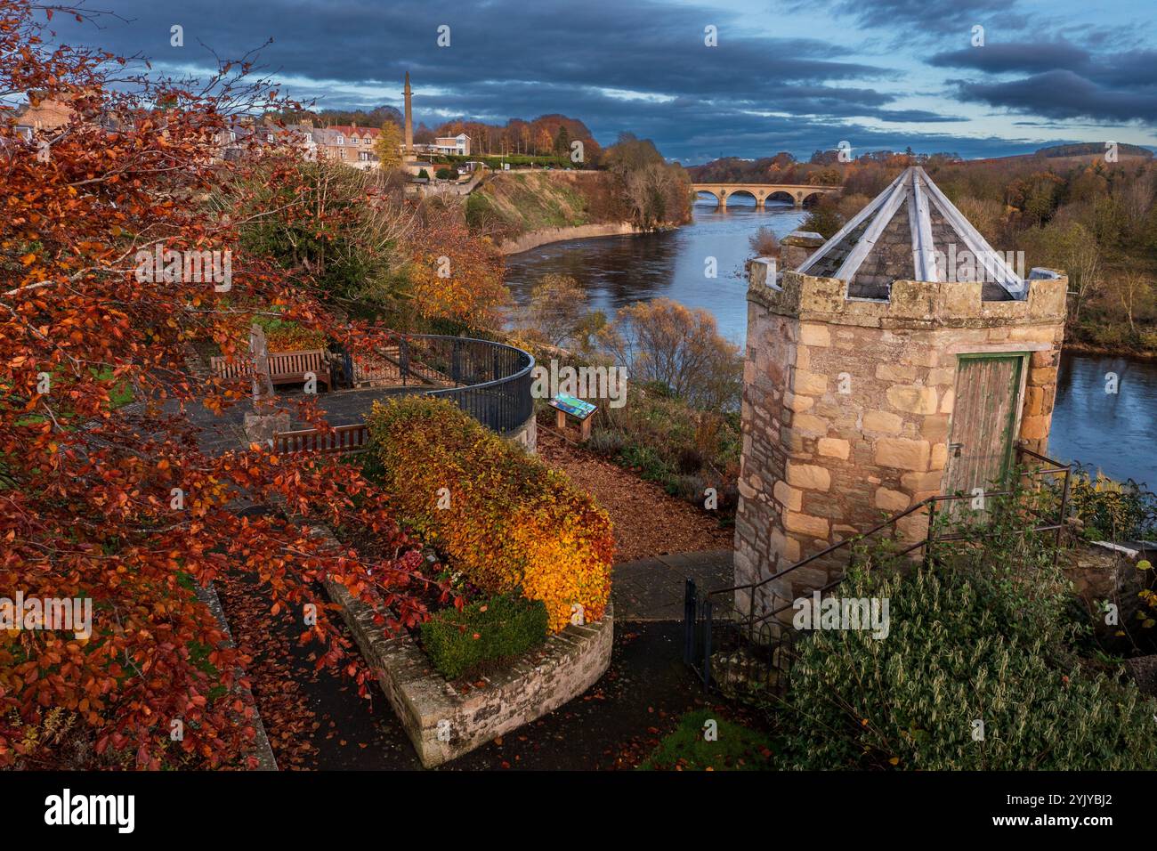 Confine scozzese, Henderson Park, Coldstream, Berwickshire, Scottish Borders, Scozia, Regno Unito Foto Stock