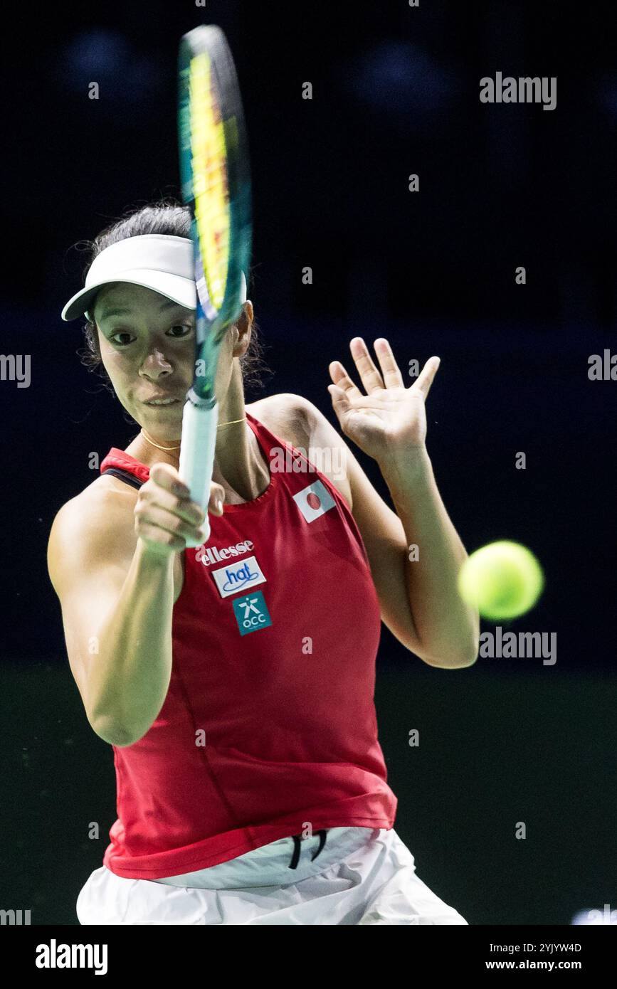 16 novembre 2024; Palacio de Deportes Jose Maria Martin Carpena Arena, Malaga, Spagna; Billie Jean King Cup Finals, giorno 4; Ena Shibahara (JPN) Foto Stock