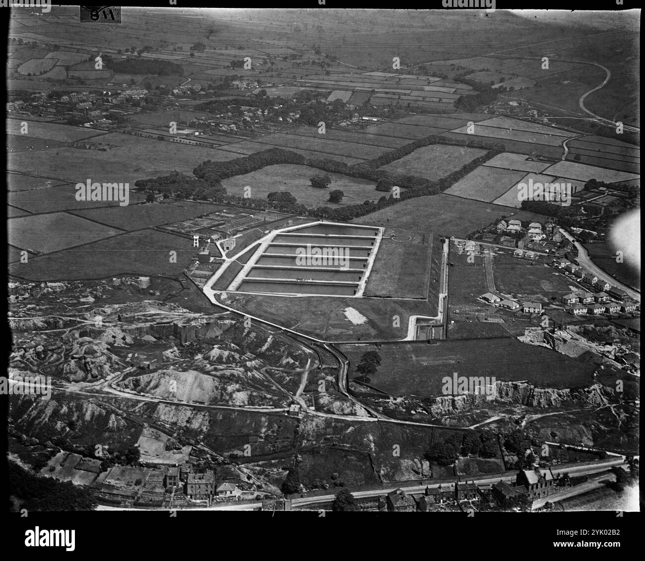 Bradfield Corporation Water Works Gilstead Filter Beds, Bingley, West Yorkshire, 1930. Foto Stock