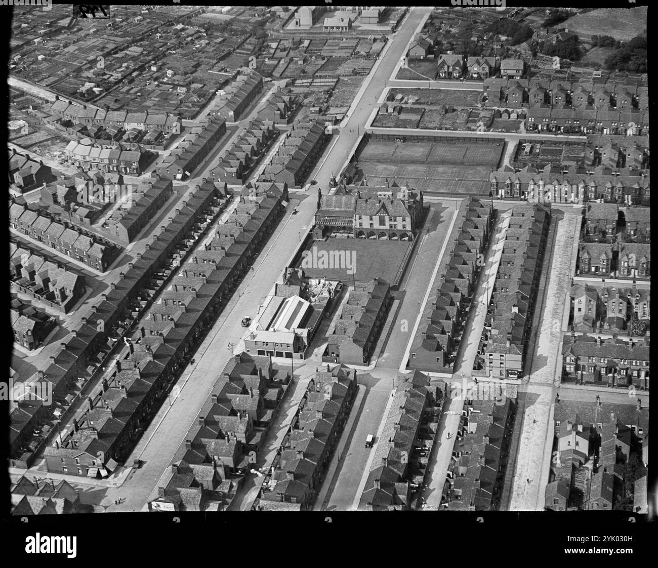 Victoria Park Hotel e dintorni, Barrow-in-Furness, Cumbria, 1930. Foto Stock