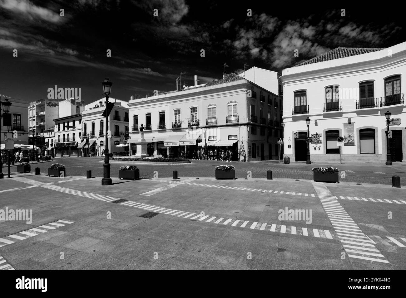 Vista su Piazza della Spagna, città di Ronda, Andalusia, Spagna Foto Stock