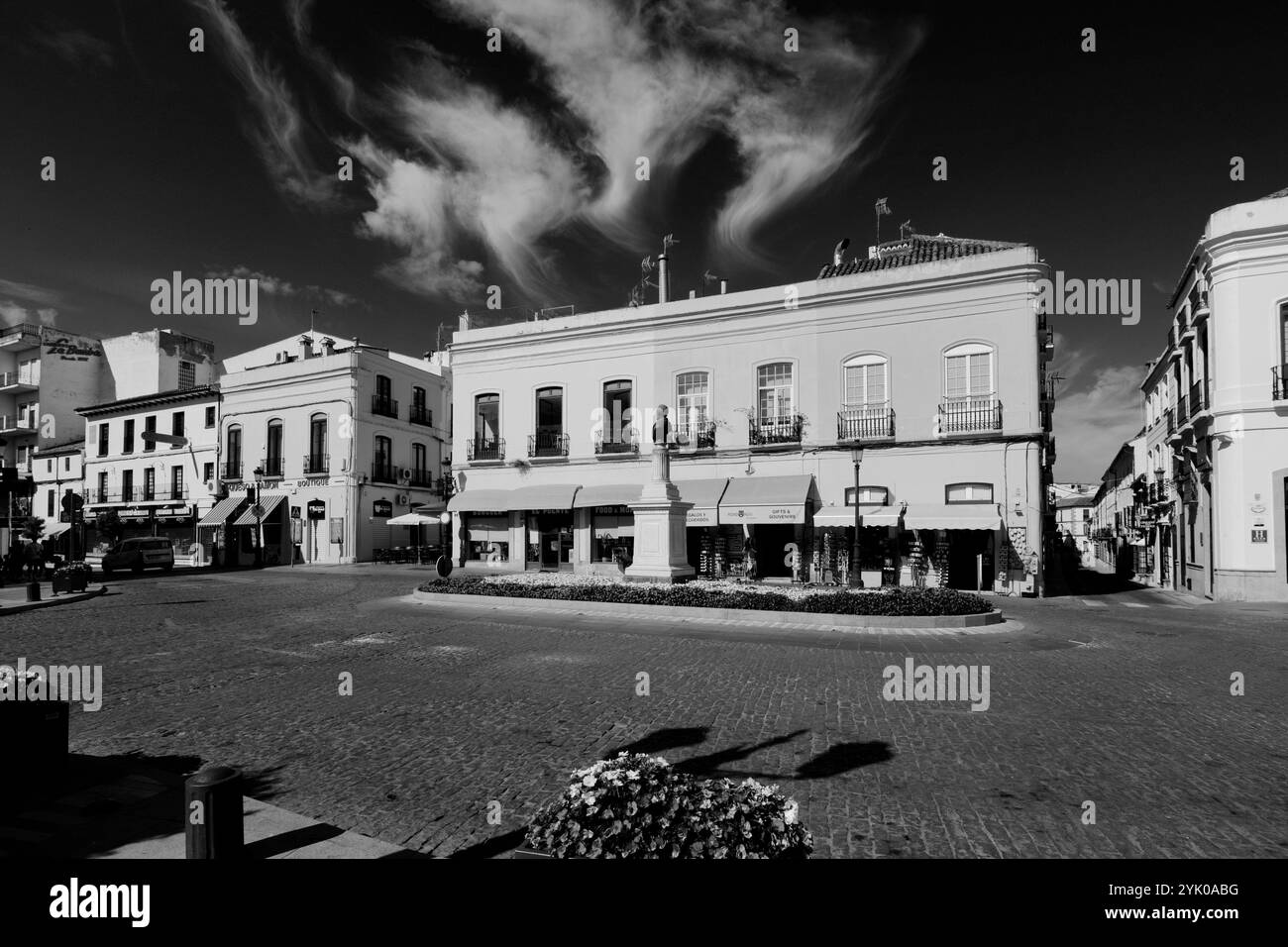 Vista su Piazza della Spagna, città di Ronda, Andalusia, Spagna Foto Stock