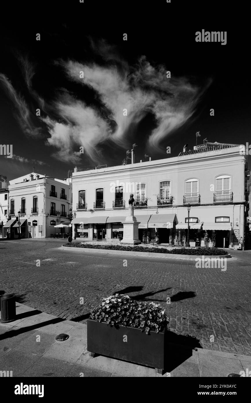 Vista su Piazza della Spagna, città di Ronda, Andalusia, Spagna Foto Stock