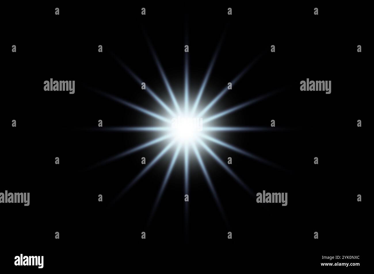 Luce blu effetto la luce soffusa irradia di scintille. Set di effetti di luce incandescente, luce parassita, esplosione, glitter, linea, flash solare, scintilla e stella. Astratto Foto Stock