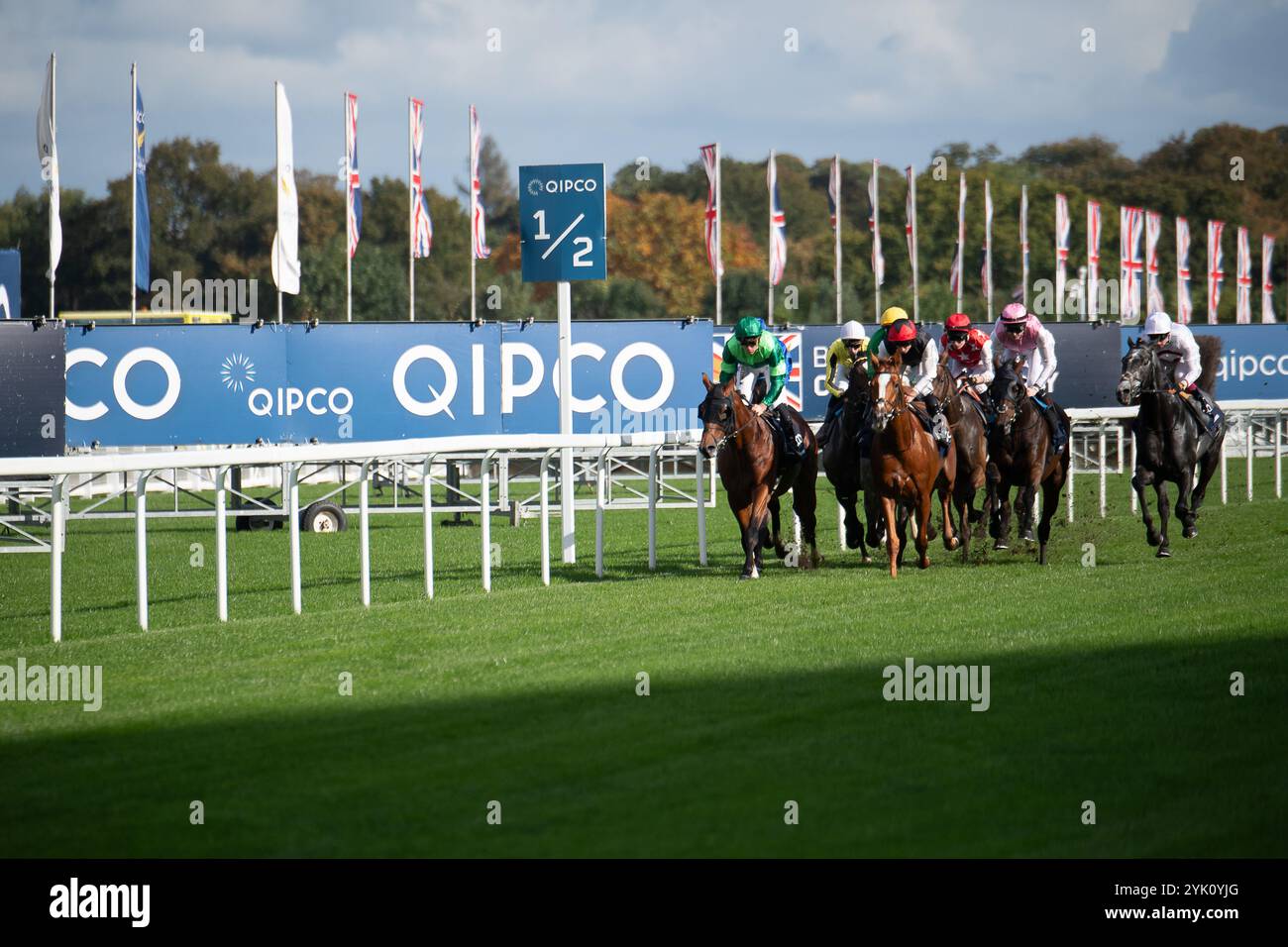 Ascot, Berkshire, Regno Unito. 19 ottobre 2024. Piloti nel primo miglio della QIPCO British Champions Long Distance Cup (Classe 1) (gruppo 2) (British Champions Series) al British Champions Day 2024 all'Ascot Racecourse nel Berkshire. Crediti: Maureen McLean/Alamy Foto Stock