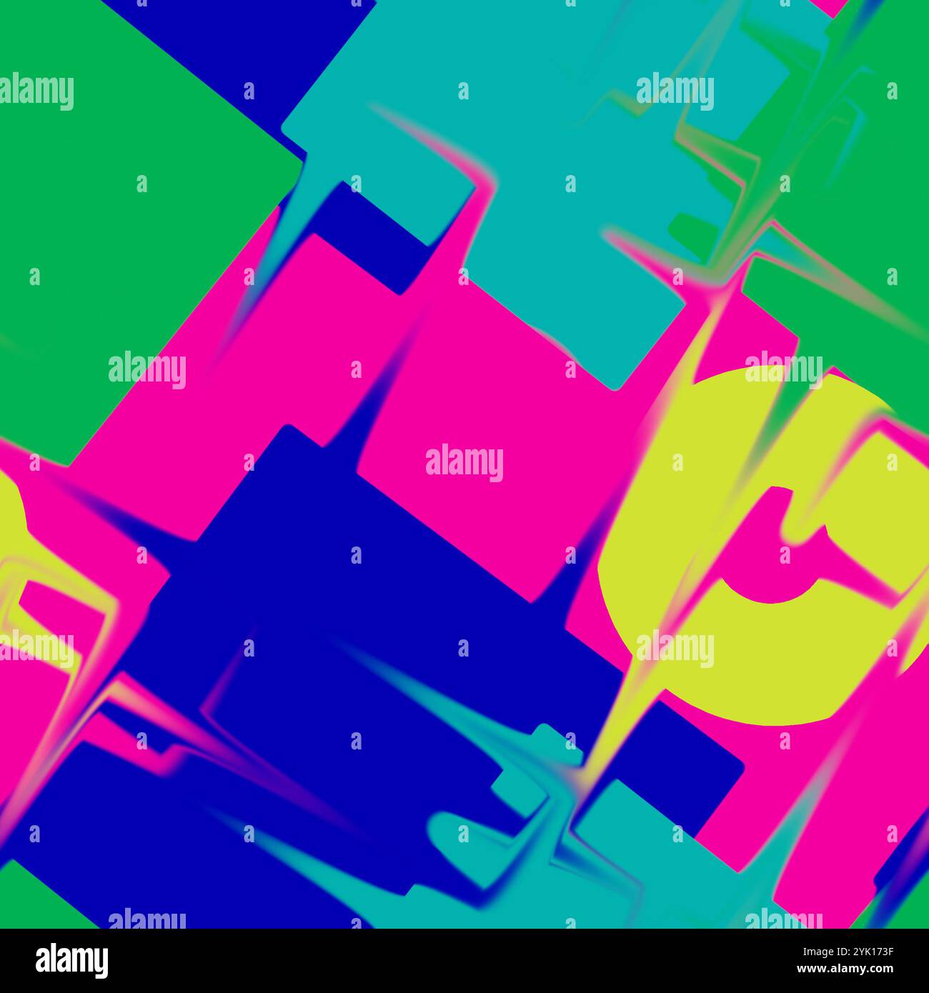 Motivo astratto dinamico con colori neon vivaci, forme audaci, che creano un impatto visivo energico, per progetti di design moderni, stampa e sfondo Foto Stock