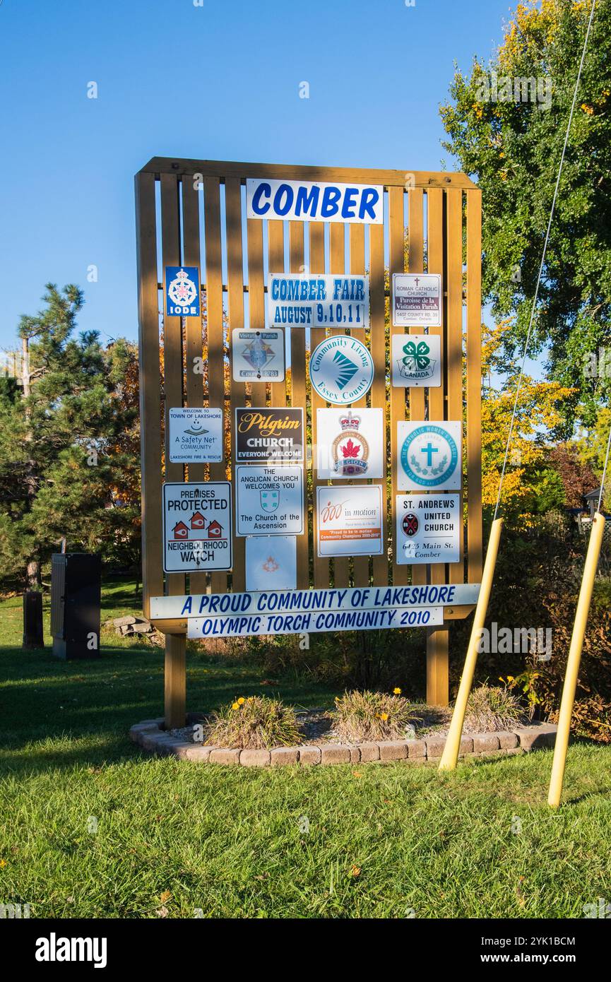 La comunità Comber effettua l'accesso SU 77 in Ontario, Canada Foto Stock