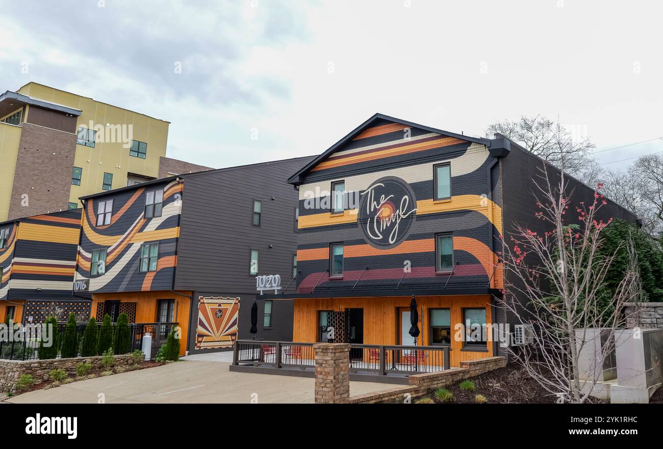 NASHVILLE, Tennessee - 15 marzo 2024: The Vinyl on Music Row, camere e suite in affitto a Nashville, Tennessee. Foto Stock