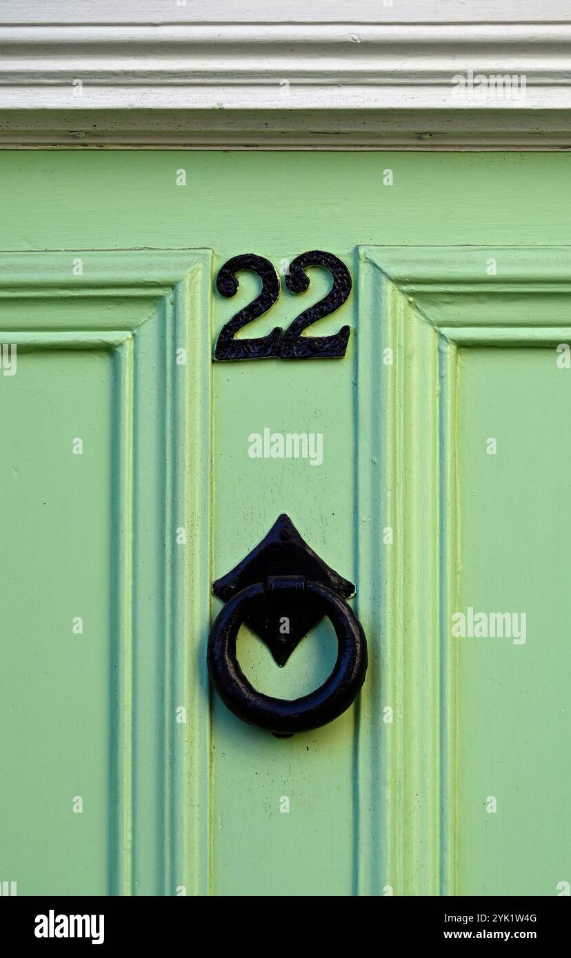 Numero civico (dettaglio), 22 Entry Lane, Kendal, Cumbria, Inghilterra, Regno Unito, Europa. Foto Stock