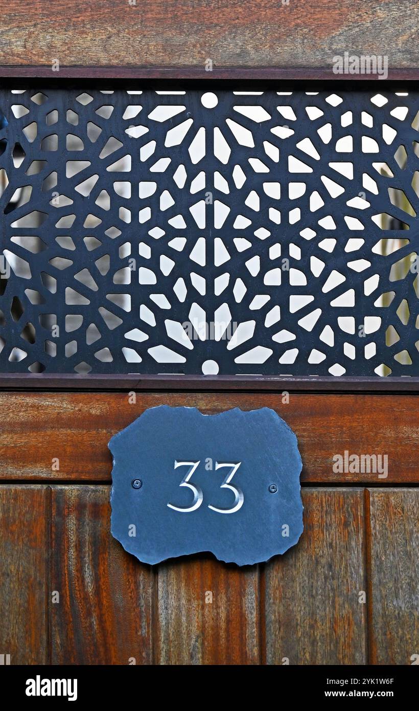 Numero civico. 33 Entry Lane, Kendal, Cumbria, Inghilterra, Regno Unito, Europa. Foto Stock