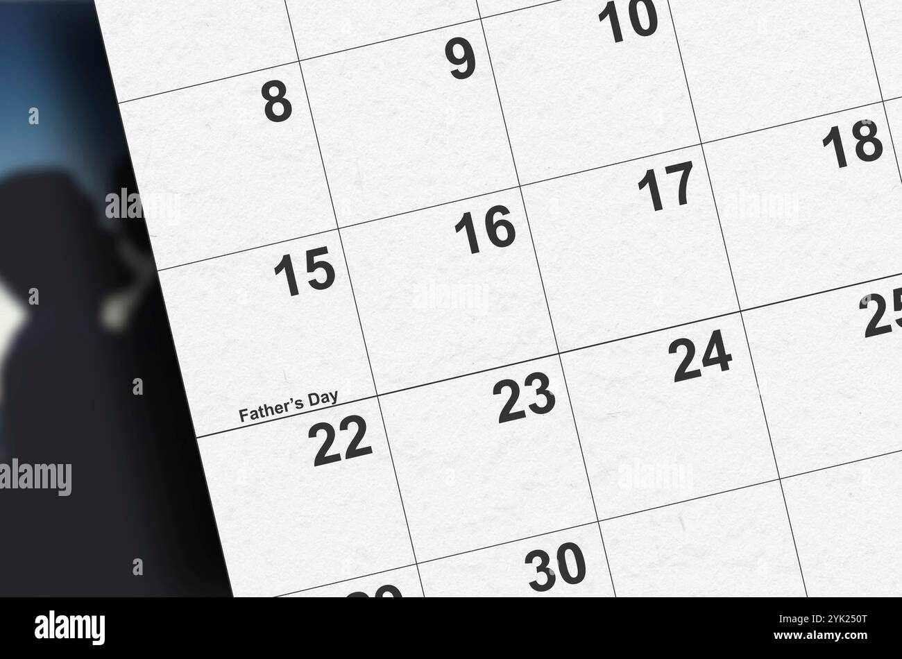 Ingrandisci il primo piano della festa del papà sul calendario del 2025 Foto Stock