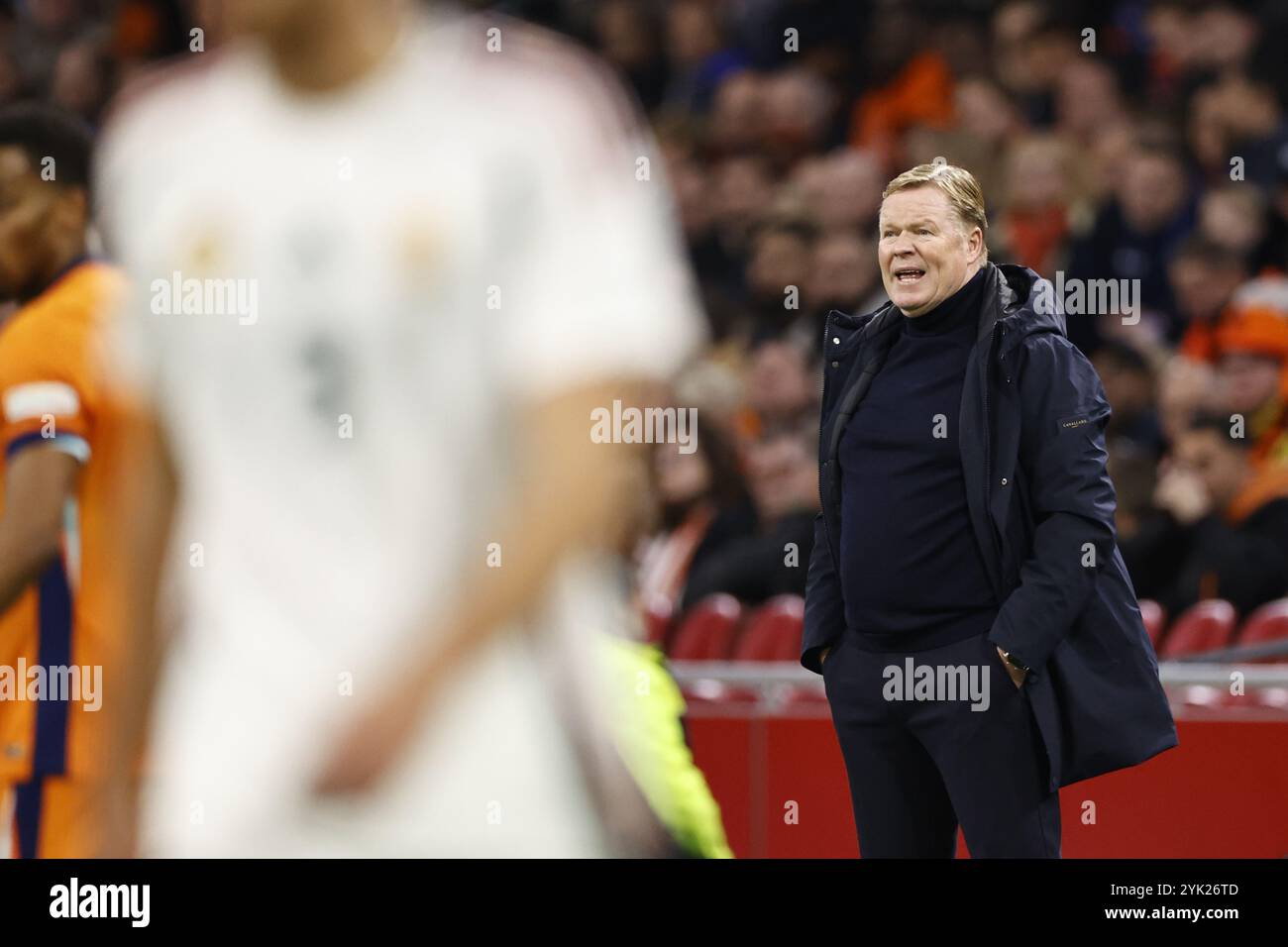 AMSTERDAM - l'allenatore olandese Ronald Koeman durante la partita di UEFA Nations League tra Paesi Bassi e Ungheria alla Johan Cruyff Arena il 16 novembre 2024 ad Amsterdam, Paesi Bassi. ANP MAURICE VAN STEEN Foto Stock