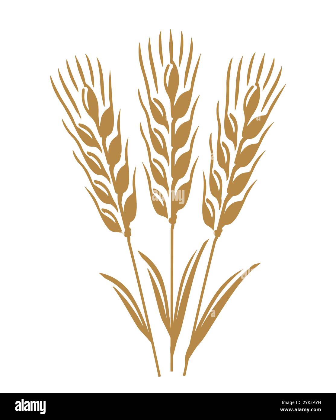Gambi di grano con il simbolo di grani e foglie. Illustrazione vettoriale per il confezionamento di pane, whisky, birra, malto, farina Illustrazione Vettoriale