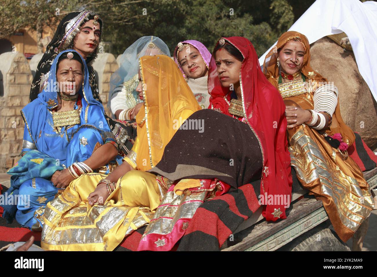 India, Rajasthan, Jaisalmer, Desert Festival, rajasthani Women Foto Stock