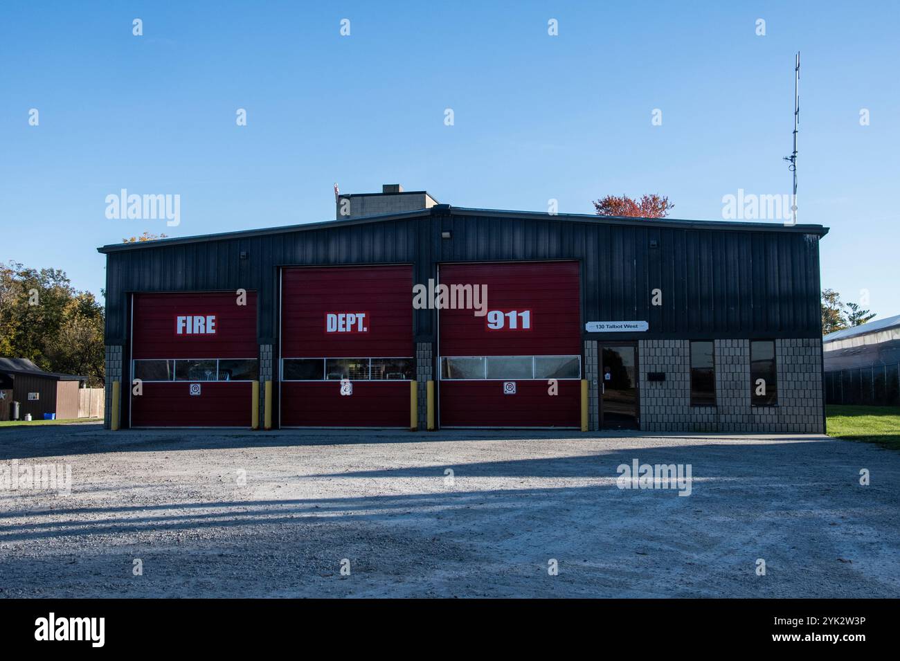 Stazione dei vigili del fuoco 20 su Talbot Road a Wheatley, Ontario, Canada Foto Stock