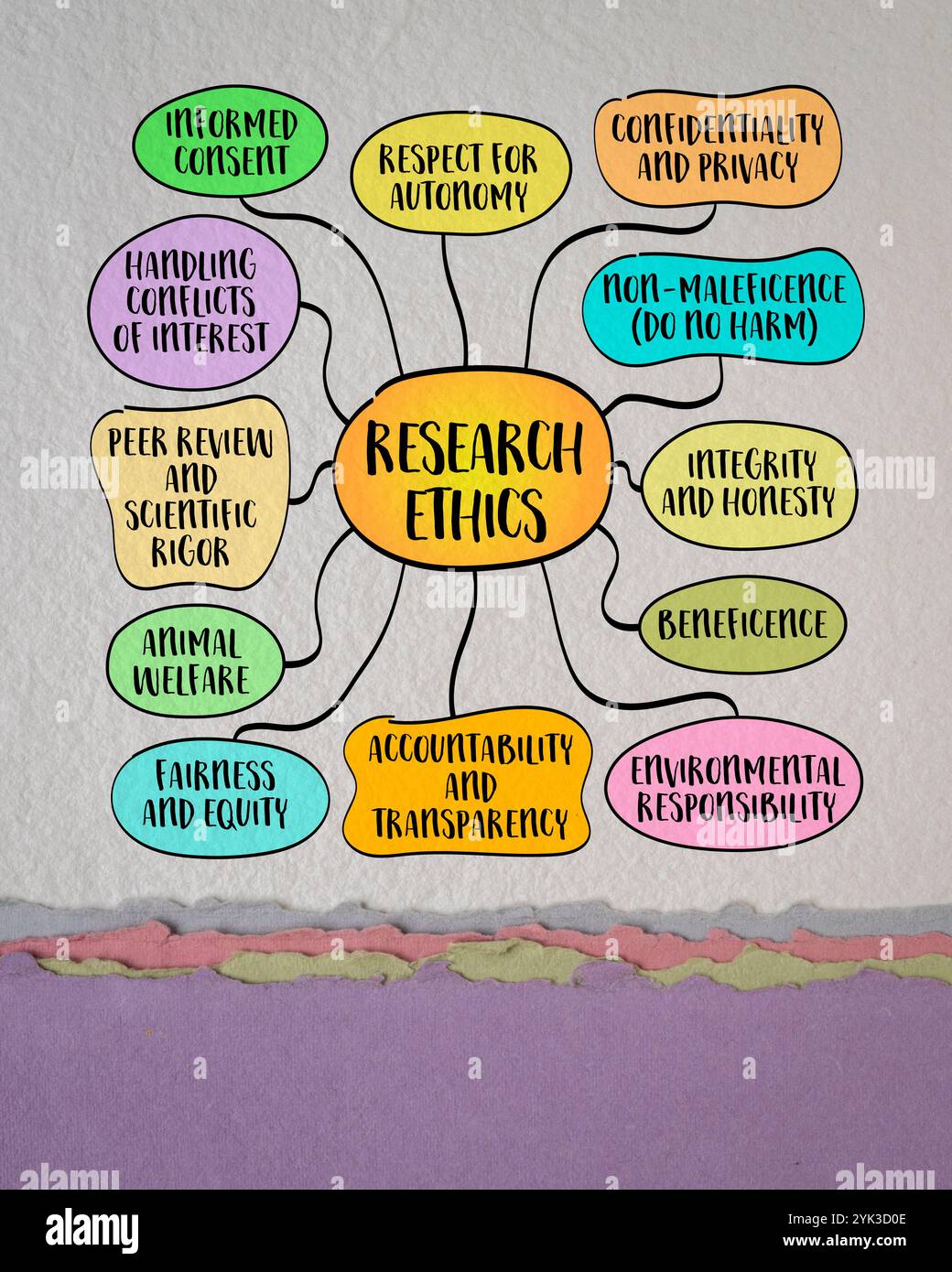 L'etica della ricerca, i principi e le linee guida che disciplinano il modo in cui la ricerca deve essere condotta per garantire l'integrità, la qualità e il rispetto del diritto umano Foto Stock