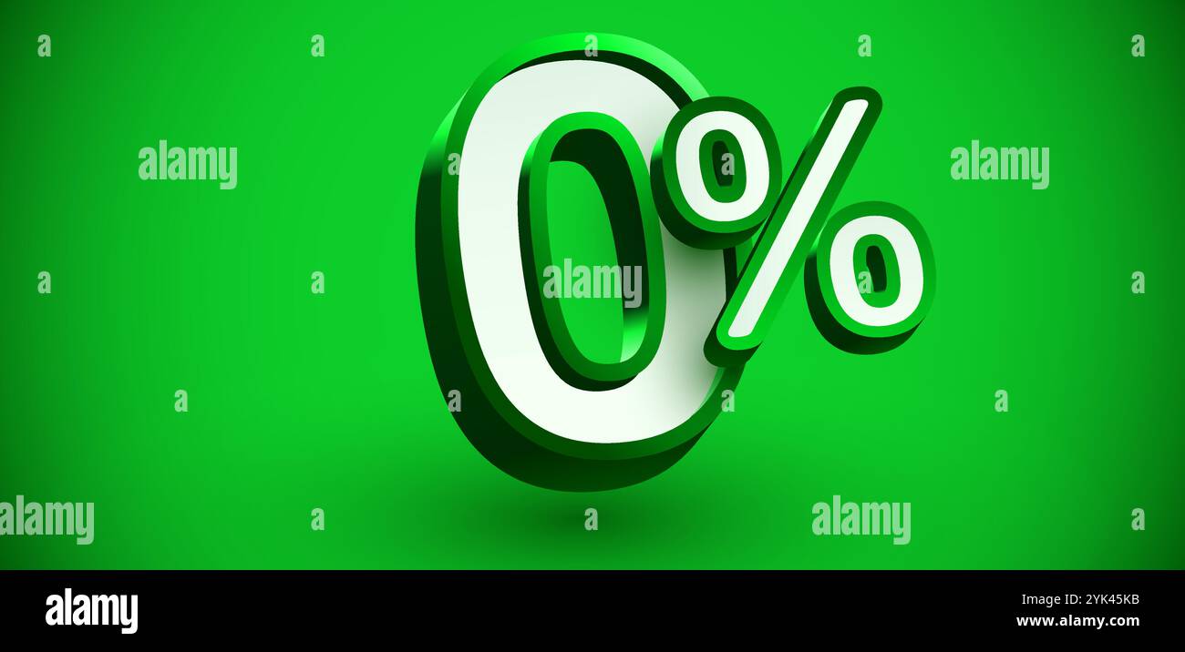 0 percento. numero 3d 0. Banner di vendita. Illustrazione vettoriale. Illustrazione Vettoriale