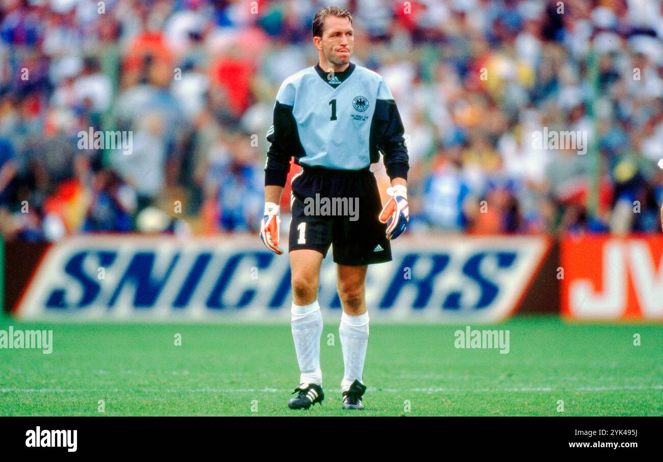 Firo: 21.06.1998 calcio: Calcio: Archivio foto, archivio foto, archivio immagini, Coppa del mondo 1998 98 in Francia fase a gironi gruppo F Germania - Jugoslavia 2:2 Andreas Kopke figura intera Foto Stock