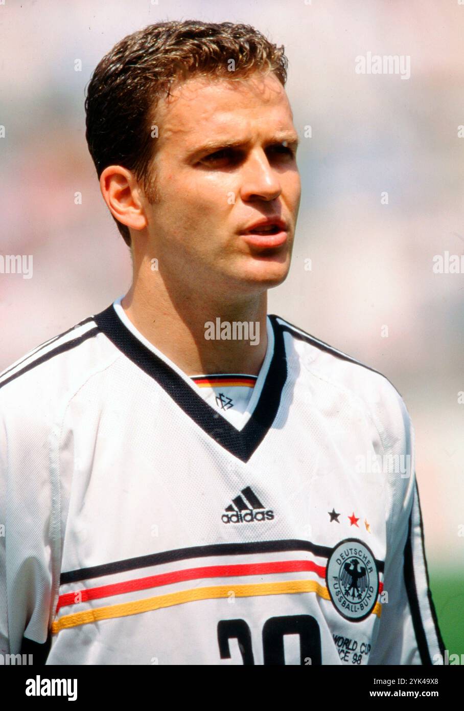 Firo : 21.06.1998 calcio: Archivio foto, archivio foto, archivio immagini, Coppa del mondo 1998 98 in Francia fase a gironi gruppo F Germania - Jugoslavia 2:2 Oliver Bierhoff ritratti di mezza figura Foto Stock