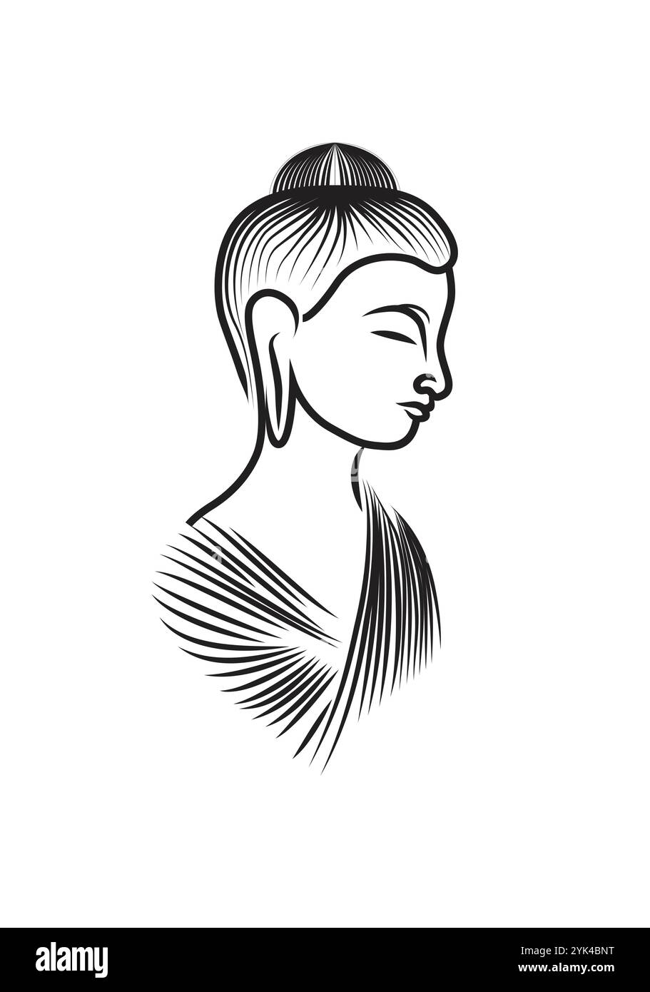 Buddha su sfondo bianco in illustratore Illustrazione Vettoriale
