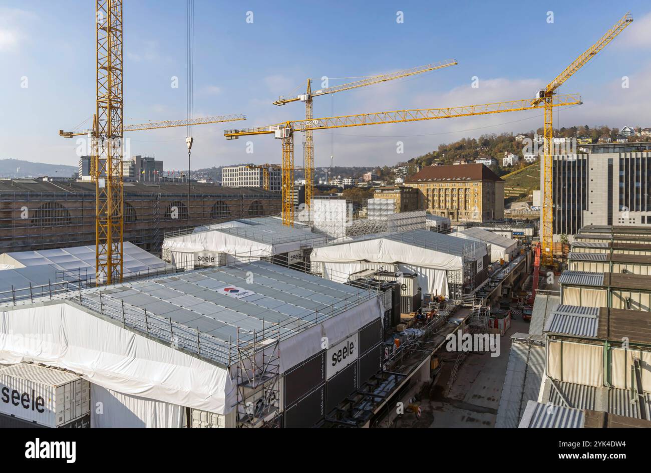 Baustelle am Hauptbahnhof Stoccarda. Stoccarda 21, S21. // 16.11.2024: Stoccarda, Baden-Württemberg, Deutschland *** cantiere presso la stazione centrale di Stoccarda Stoccarda Stuttgart 21, S21 16 11 2024 Stoccarda, Baden Württemberg, Germania Foto Stock