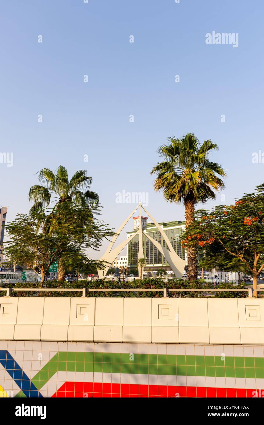 Torre dell'orologio Deira. Un famoso punto di riferimento nella città di Dubai, negli Emirati Arabi Uniti Foto Stock