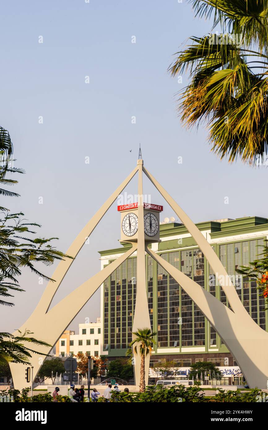 Torre dell'orologio Deira. Un famoso punto di riferimento nella città di Dubai, negli Emirati Arabi Uniti Foto Stock