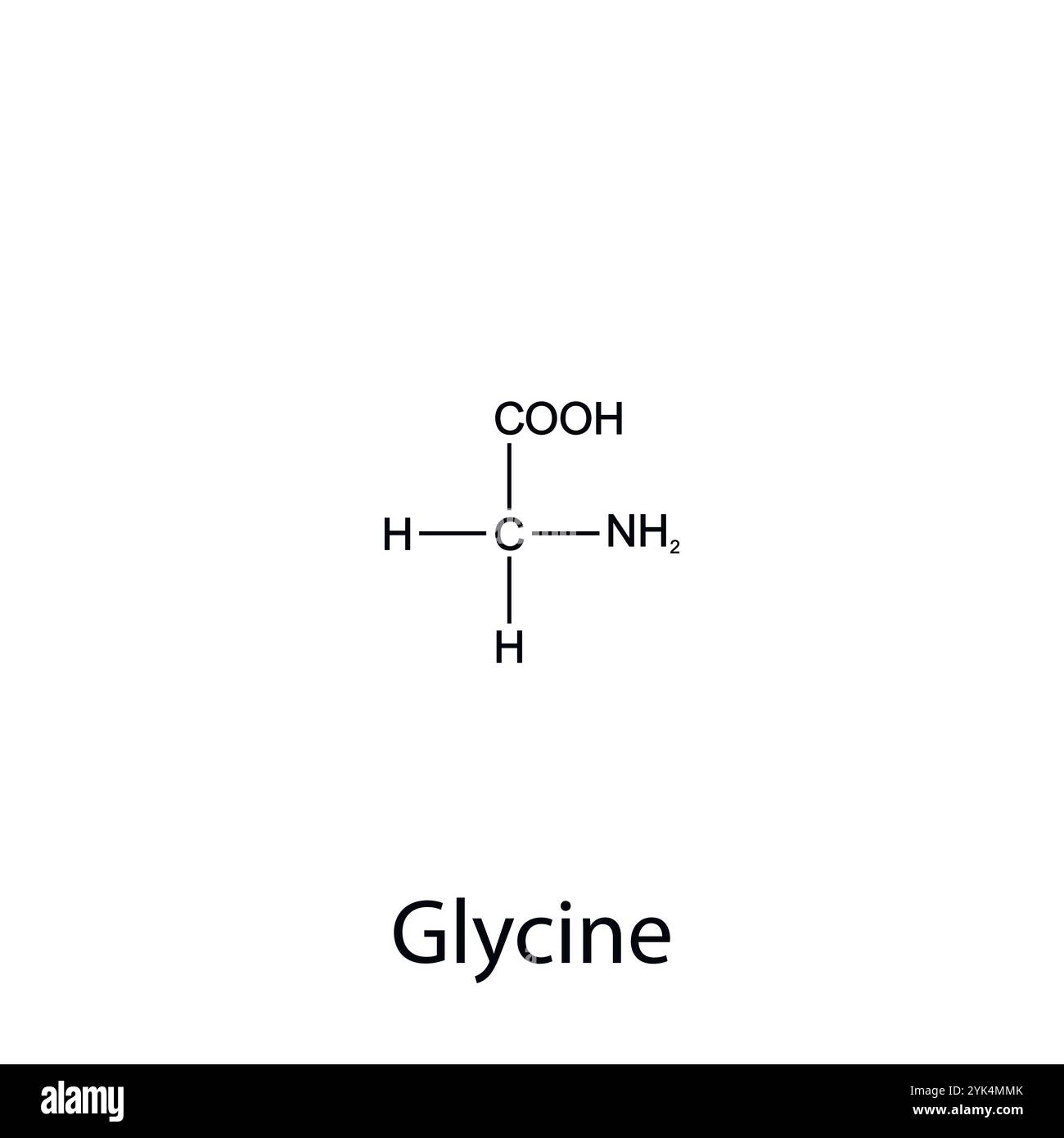 Formula chimica di glicina. Aminoacidi essenziali. Chimica organica. Vettore. Illustrazione Vettoriale