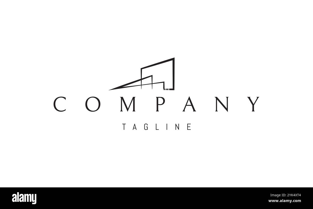 Logo vettoriale con un'immagine astratta di uno schermo cinematografico in stile lineare. Illustrazione Vettoriale