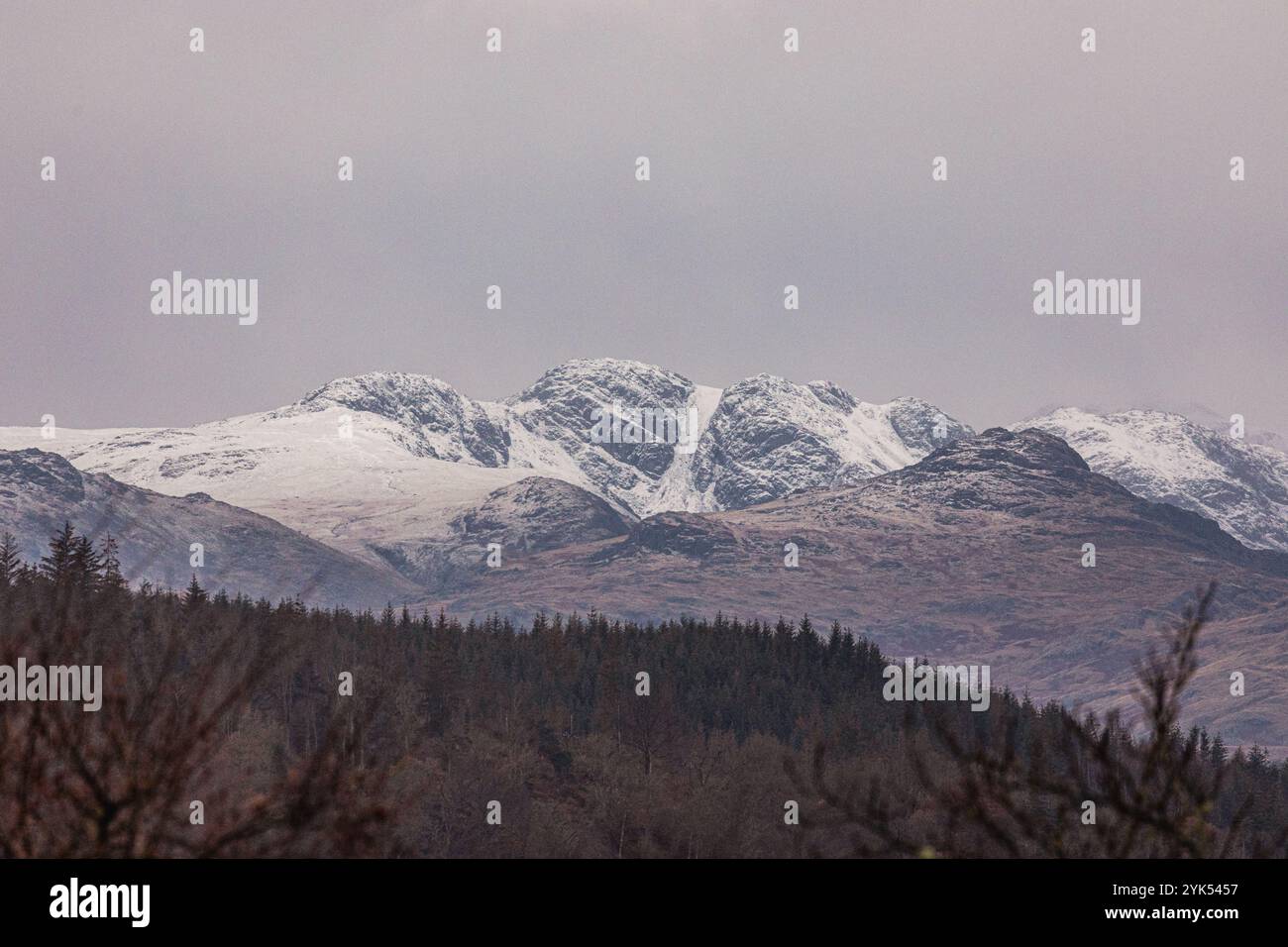 Cumbria meridionale, Regno Unito. 17 novembre 2024. UK Weather Snow the high Fells, Credit: Gordon Shoosmith/Alamy Live News Foto Stock