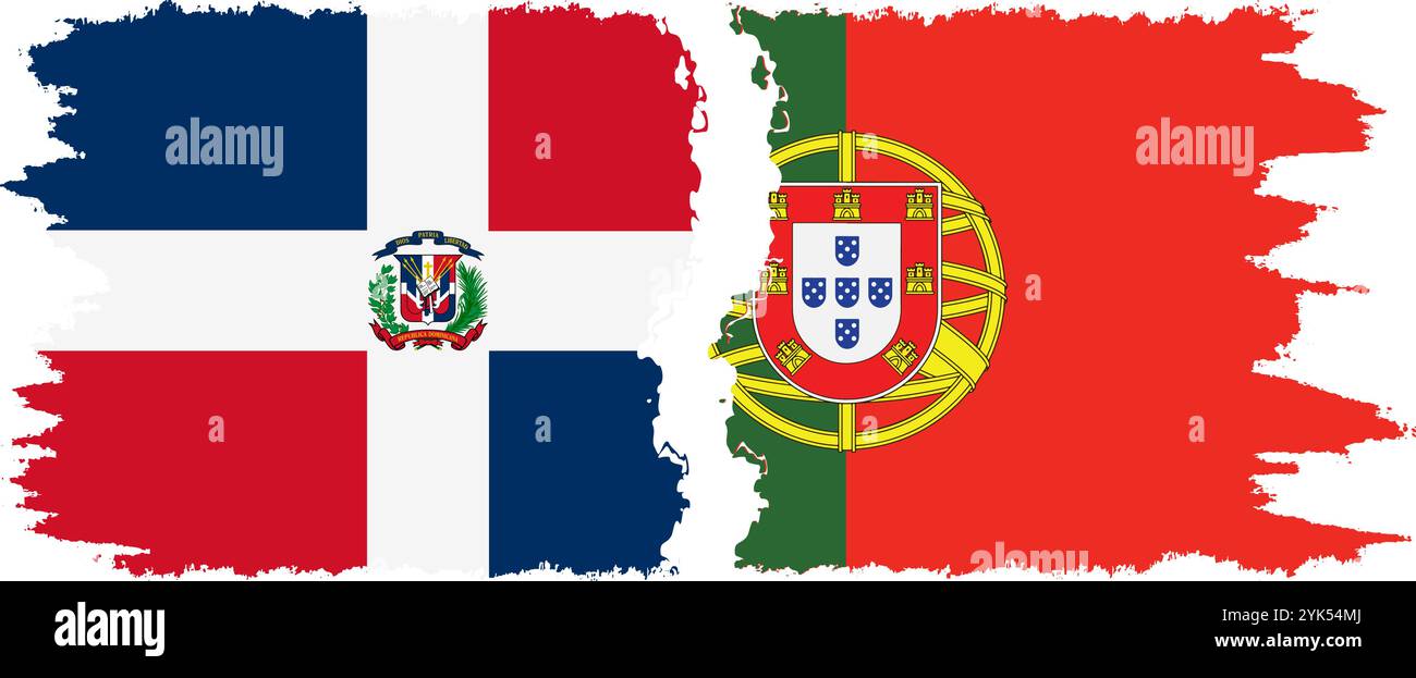 Portogallo e Repubblica Dominicana grunge bandiere connessione, vettore Illustrazione Vettoriale