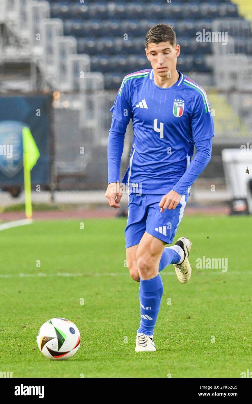 Centrocampista Matteo Prati (Italia) durante Under 21 - Italia vs Francia, partita amichevole di calcio a Empoli, Italia, 15 novembre 2024 Foto Stock