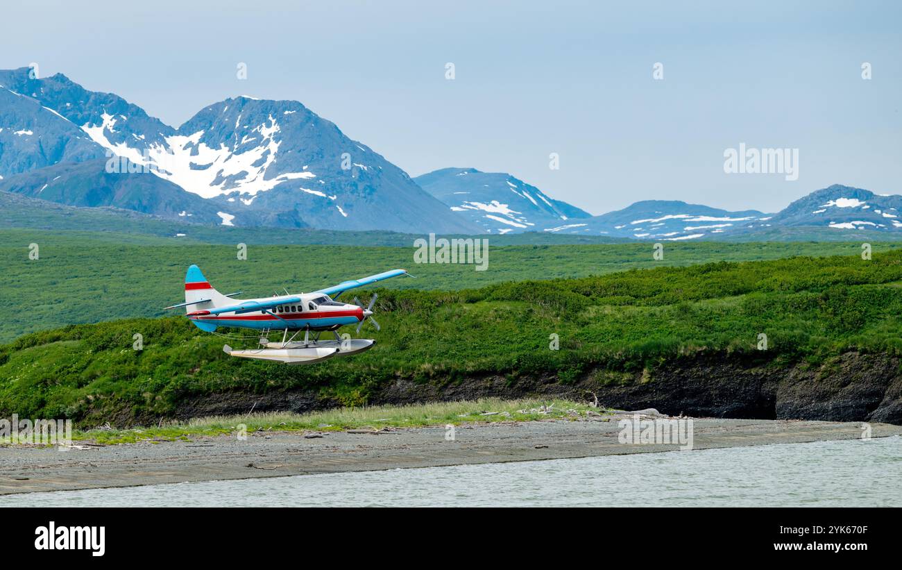 Idrovolante dell'Alaska in arrivo per un atterraggio Foto Stock