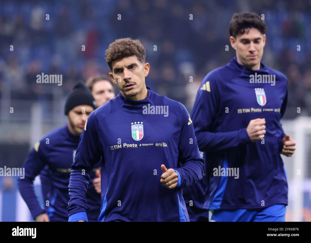 Milano, Milano, Italia. 17 novembre 2024. Durante la prima partita della UEFA National League 17/11/2024 partita di calcio tra Italia e Francia allo Stadio San Siro di Milano. Nella foto: Giovanni di Lorenzo d'Italia (immagine di credito: © Fabio Sasso/ZUMA Press Wire) SOLO USO EDITORIALE! Non per USO commerciale! Foto Stock