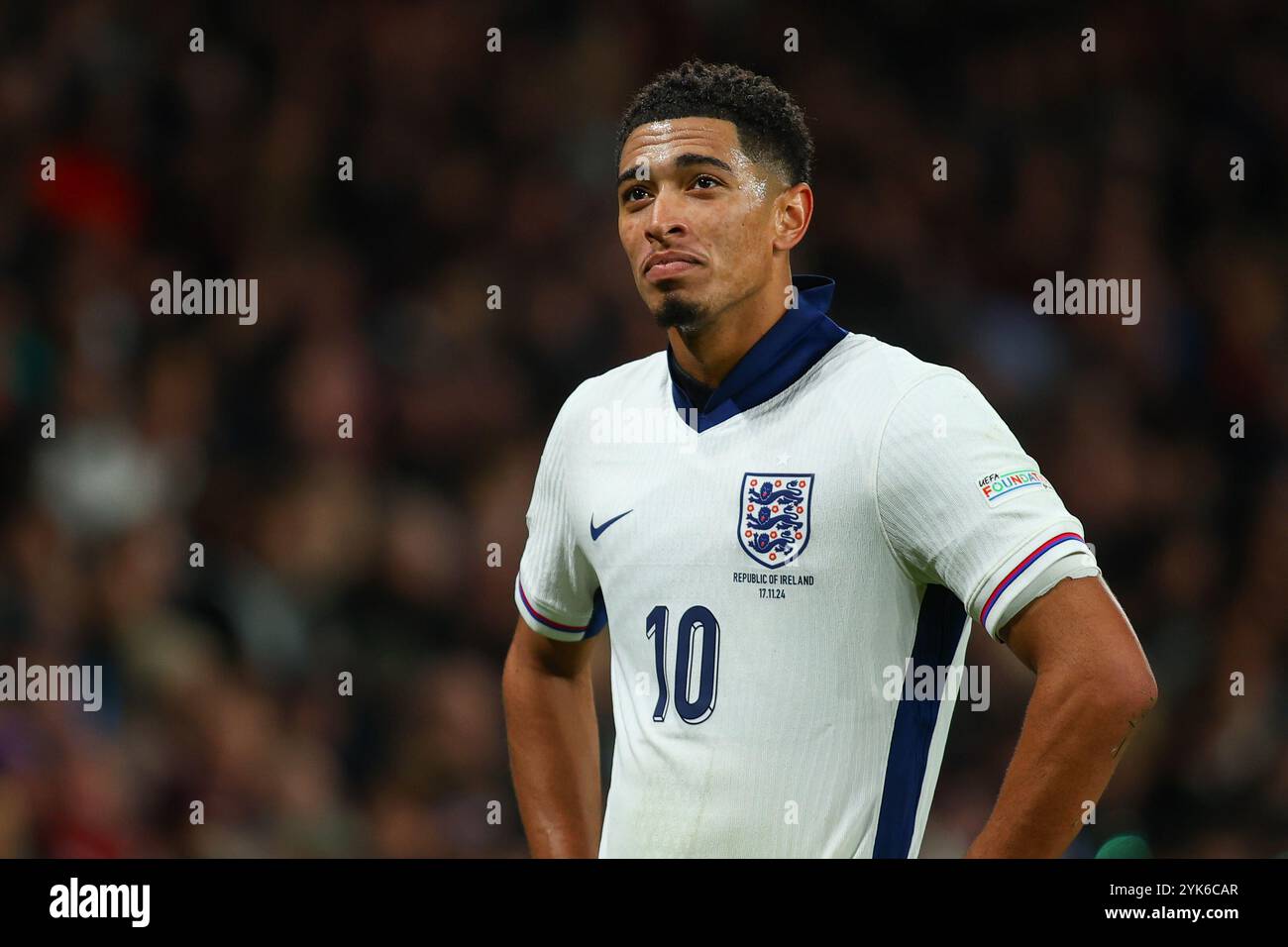 Londra, Regno Unito. 17 novembre 2024. Londra, Inghilterra, 17 novembre 2024: Jude Bellingham (10 Inghilterra) durante la partita della UEFA Nations League tra Inghilterra e Irlanda al Wembley Stadium di Londra, Inghilterra (Alexander Canillas/SPP) credito: SPP Sport Press Photo. /Alamy Live News Foto Stock