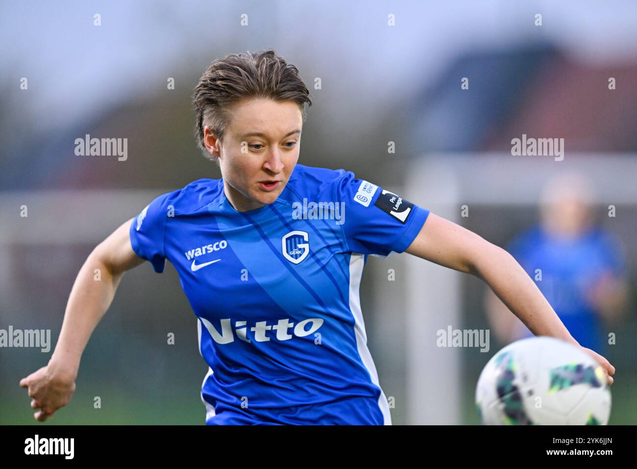 Waregem, Belgio. 16 novembre 2024. Gwyneth Vanaenrode (5) di Genk nella foto durante una partita di calcio femminile tra Zulte-Waregem dames e KRC Genk Ladies nella decima giornata della stagione 2024 - 2025 della belga lotto Womens Super League, sabato 16 novembre 2024 a Waregem, BELGIO . Crediti: Sportpix/Alamy Live News Foto Stock