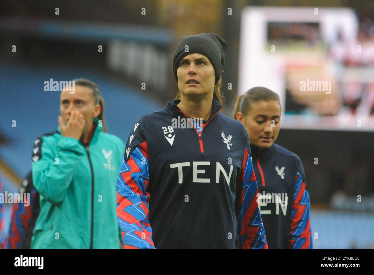 Birmingham, Regno Unito. 17 novembre 2024. Foto generale di Katie Stengel (28 Crystal Palace) durante il riscaldamento. Aston Villa V Crystal Palace, WSL, Villa Park, Birmingham. (Sean Walsh/SPP) credito: SPP Sport Press Photo. /Alamy Live News Foto Stock