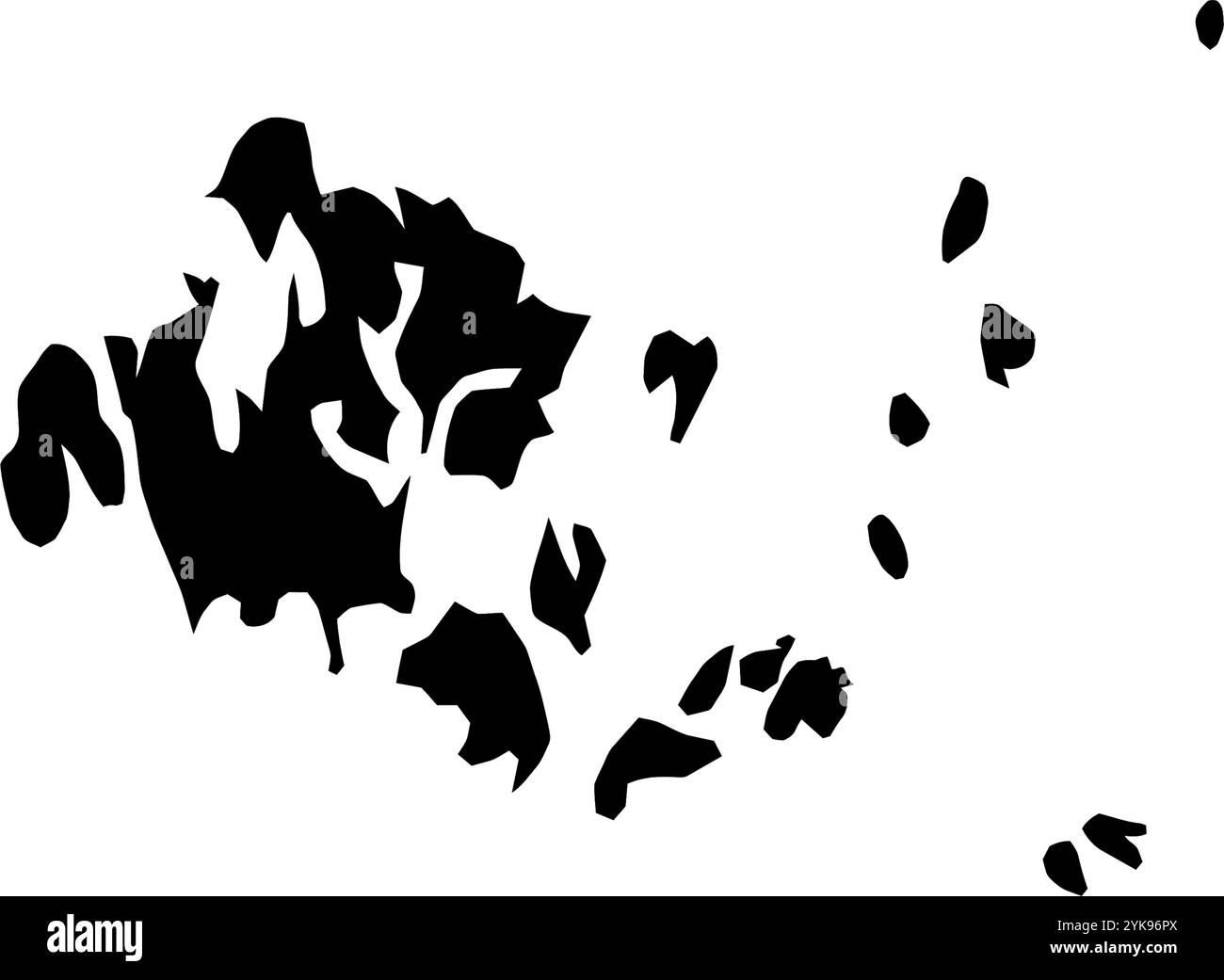 Una mappa delle isole Aland. Illustrazione grafica vettoriale su uno sfondo trasparente con bordi neri del paese Illustrazione Vettoriale