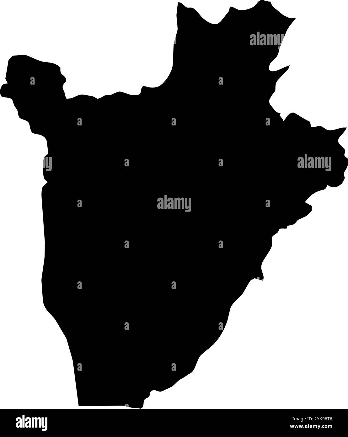 Una mappa dei contorni del Burundi. Illustrazione grafica vettoriale su uno sfondo trasparente con bordi neri del paese Illustrazione Vettoriale
