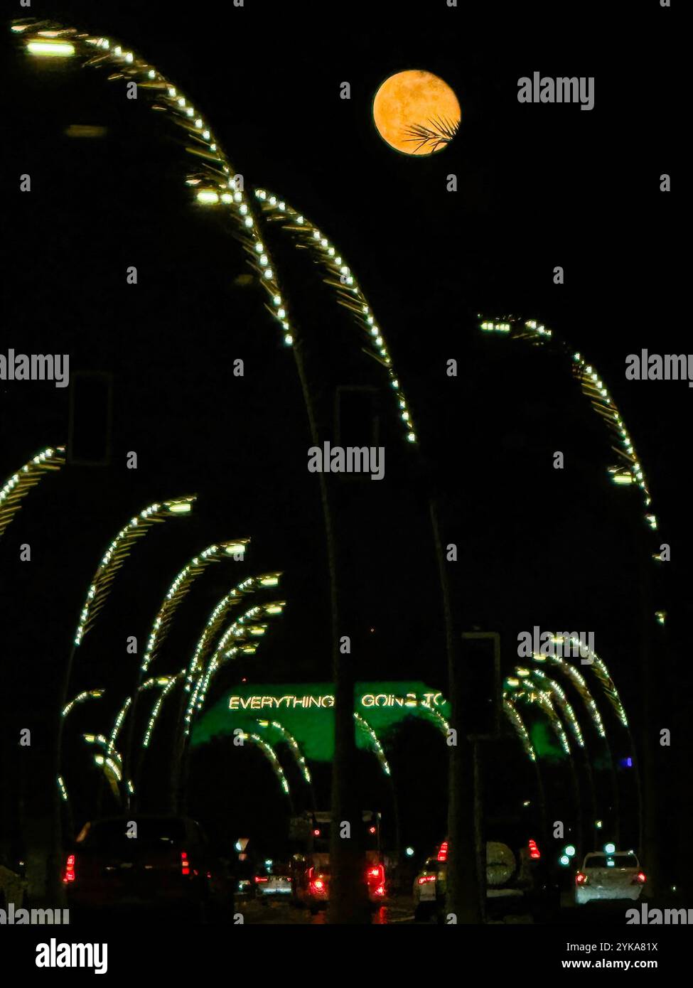 Doha, Qatar. 17 novembre 2024. Una superluna appare nei cieli di Doha, mentre l'ultima superluna del 2024 sorge su Qatar, Arabia Saudita e Emirati Arabi Uniti. Credito: SOPA Images Limited/Alamy Live News Foto Stock