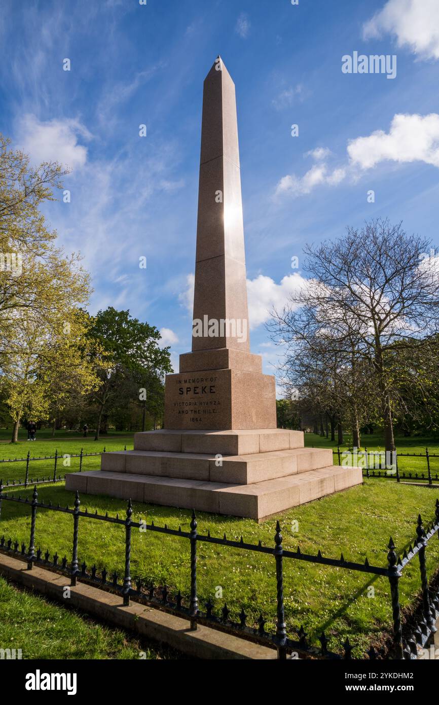 Il Monumento Speke nei Kensington Gardens, Londra, Regno Unito Foto Stock
