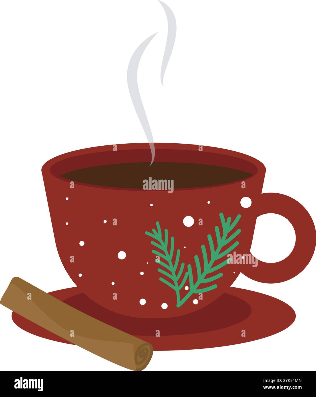 Tazza di caffè caldo con vapore e stecca di cannella Illustrazione Vettoriale