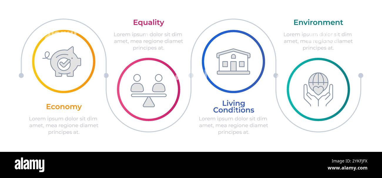 Circoli infografici sull'economia sociale Illustrazione Vettoriale