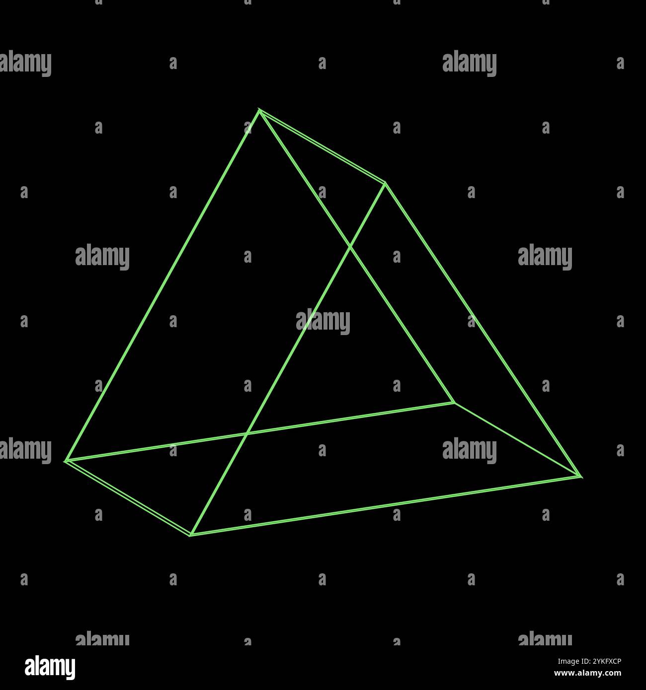 Oggetto triangolo futuristico psichedelico Y2K rave vettoriale in stile nero verde neon alla moda. Forme geometriche astratte e surreali di wireframe retrò, cripto o. Illustrazione Vettoriale