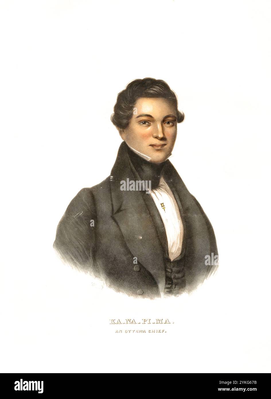 Indiani, nativi americani, Ka-Na-Pi-ma, un capo degli Ottawa, Stati Uniti d'America, USA, dipinto di Charles Bird King (1785 - 1862), intorno al 1840, riproduzione storica, restaurata digitalmente da un originale del XIX secolo, data record non dichiarata, Indianer, Ureinwohner von Nordamerika, ein Häuptling der Ottawa 1785, Vereinigte Staaten von Amerika 1840, Gemälde, von Amerika, von Amerika, Charles von Nordamerte, 1862, Charles von Vrisch, Vorinwohner, Dvauein Dvrist. Jahrhundert Foto Stock