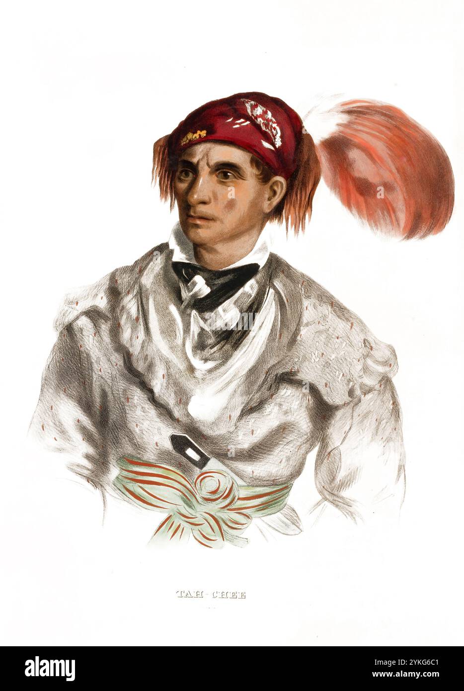 Indiani, nativi americani, Tah-Chee, capo della tribù Cherokee, Stati Uniti d'America, USA, dipinto di Charles Bird King (1785 - 1862), intorno al 1840, riproduzione storica, restaurata digitalmente da un originale del XIX secolo, data record non dichiarata, Indianer, Ureinwohner von Nordamerika, Häuptling vom Stamm der Cherokee, Vereinigte Staaten von Amerika 1785, Gemälde Birika 1840, Vereinwohner von Nordamerte, 1862, Charles von Vorlaus Vrisch, Dvrisch, Dv. Jahrhundert Foto Stock