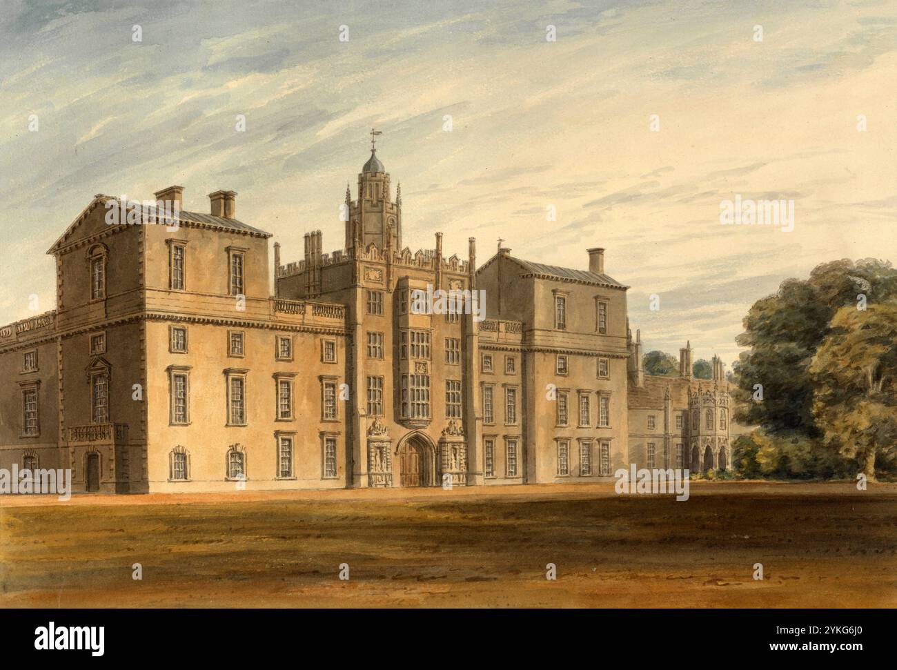Ostfassade von Wilton House, Wiltshire, dem Sitz des Earl di Pembroke, in der Nähe von Salisbury nel Wiltshire, Inghilterra, digital restaurierte Reprodukt Foto Stock