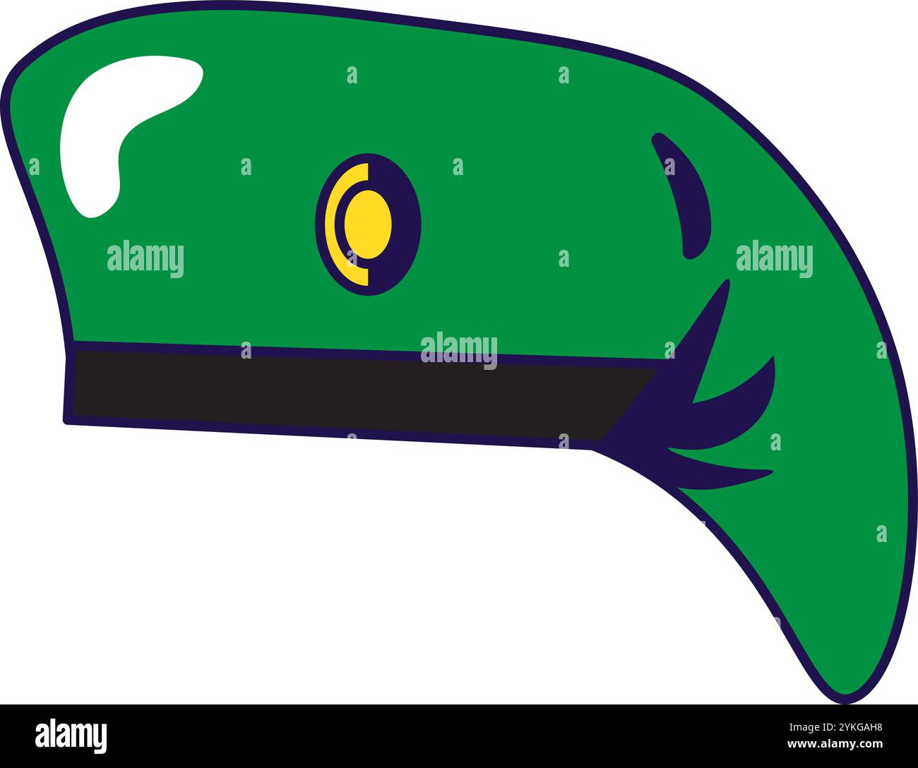 Illustrazione grafica vettoriale di berretto militare in stile cartoni animati. Copricapo uniforme. L'icona è perfetta per il web design, gli elementi decorativi, la stampa, stic Illustrazione Vettoriale