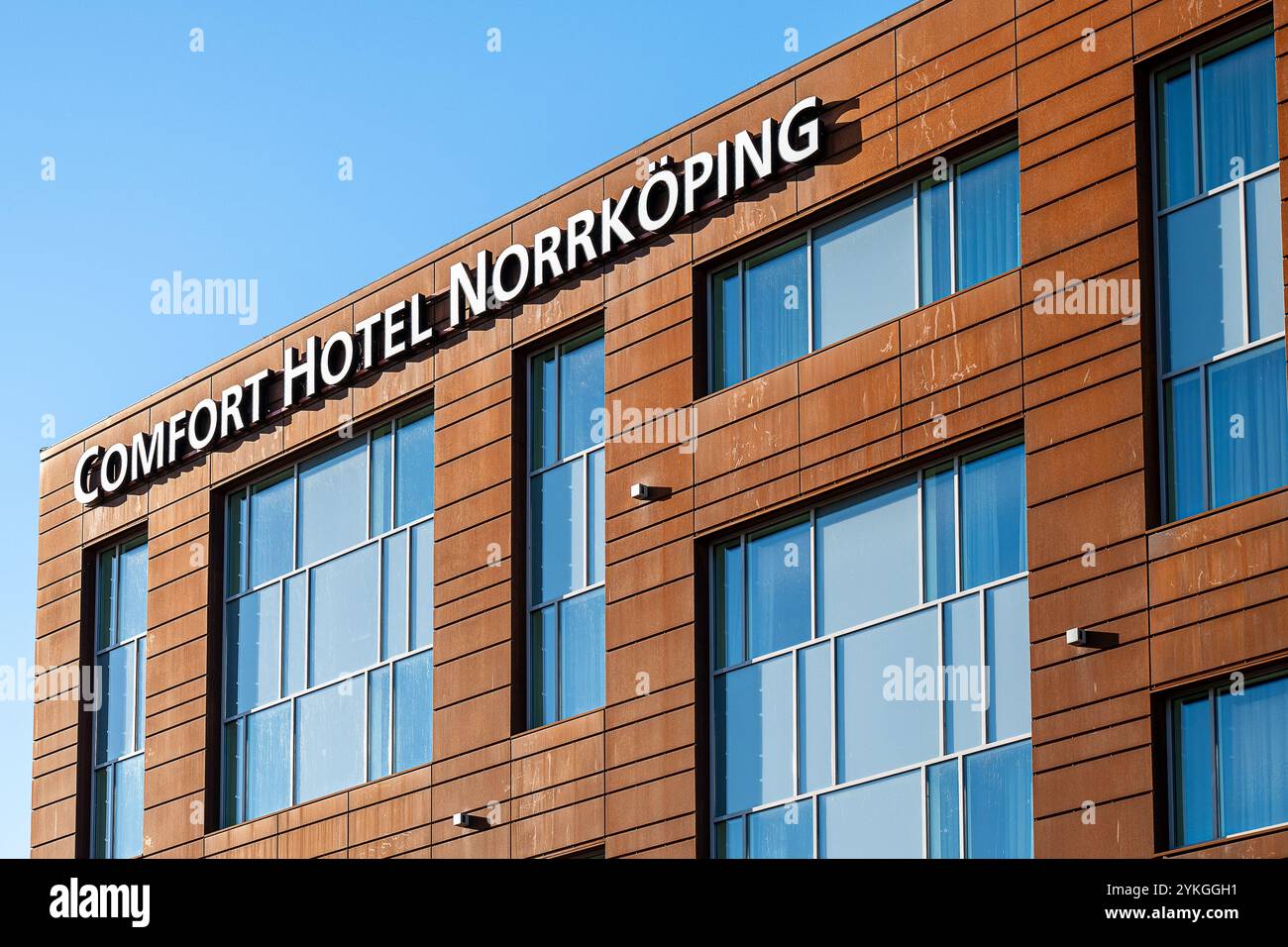 Il comfort Hotel è un hotel moderno situato nella storica via Saltängsgatan a Norrköping, Svezia. Gli hotel comfort sono di proprietà di Petter Stordalen Foto Stock